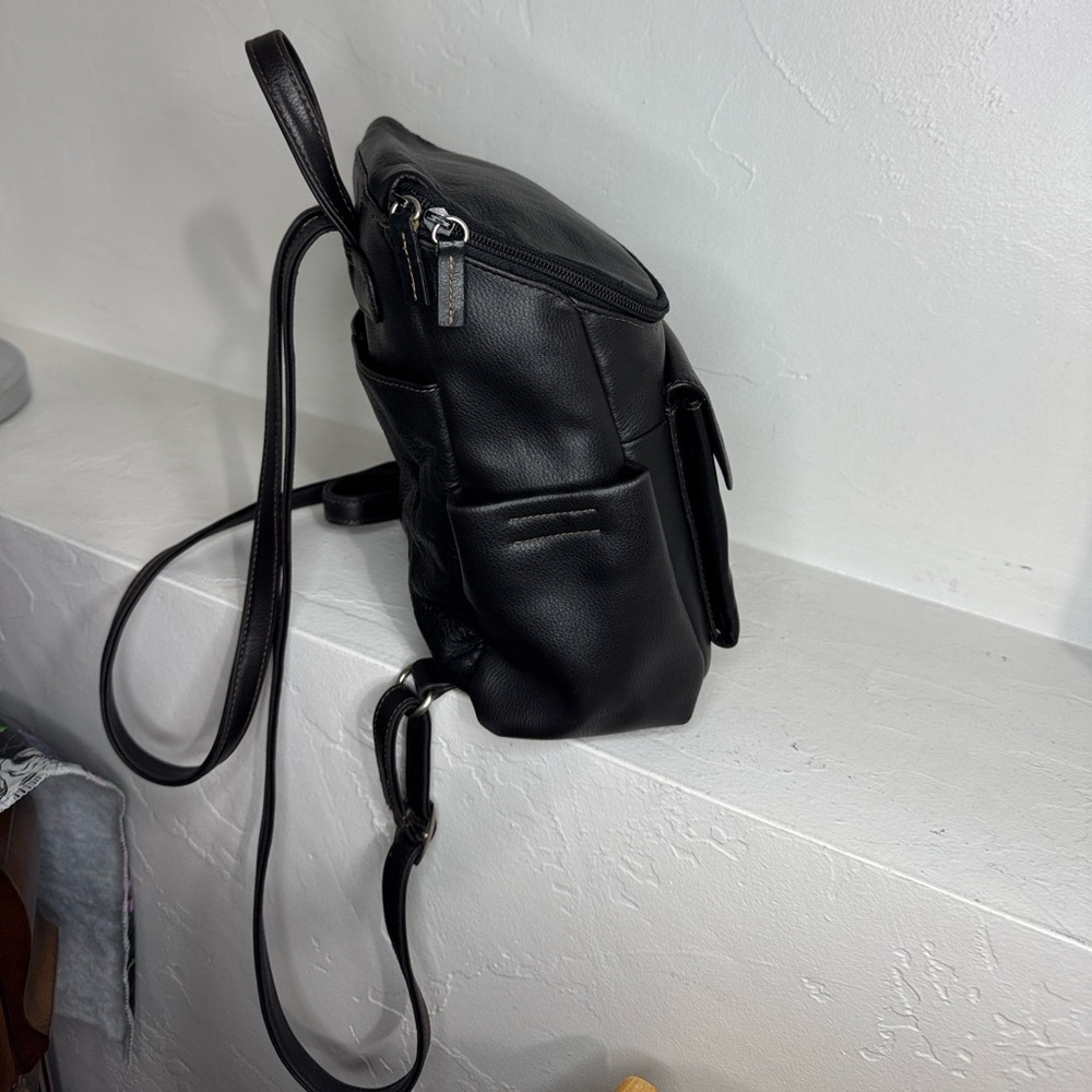 Unbranded mini black leather backpack - image 3